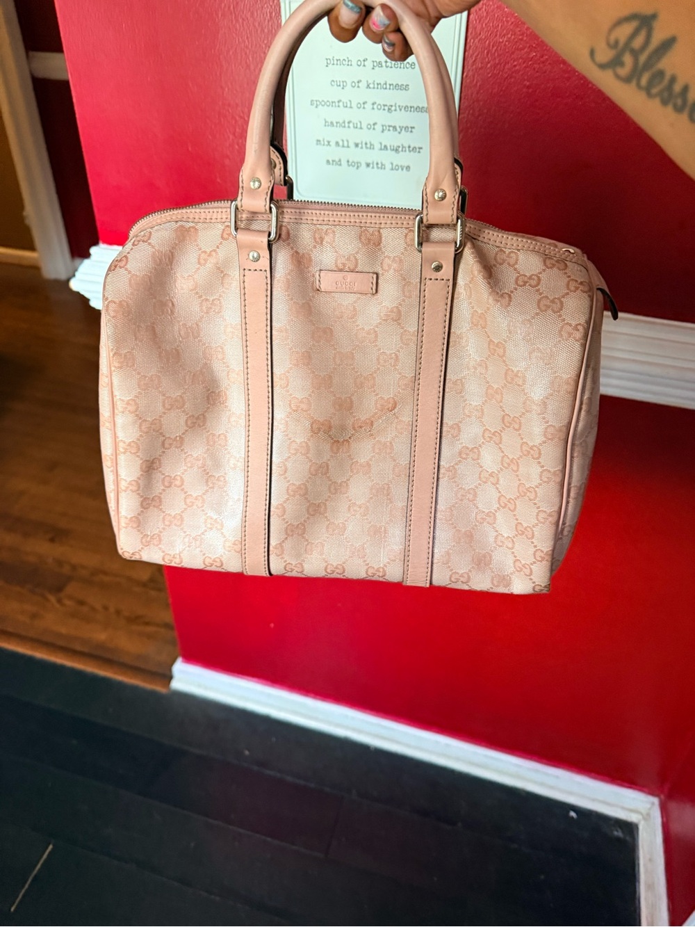 Gucci Blush Pink GG Canvas Top-Handle Satchel